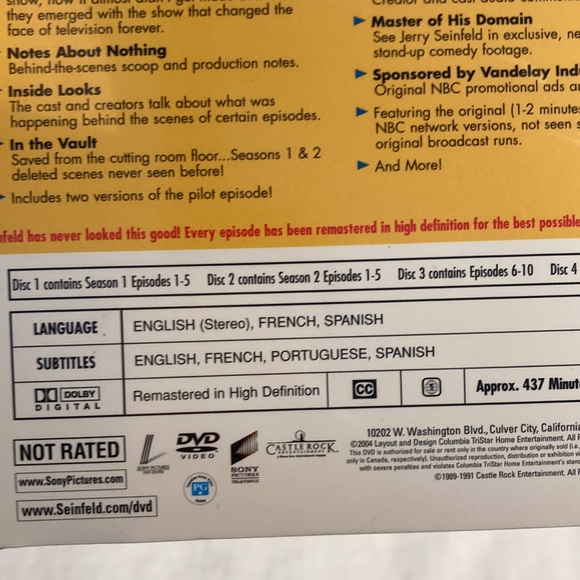 Seinfeld season 1 and 2 18 episodes 4 discs set - Picture 5 of 10